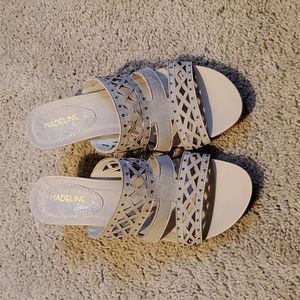 Beige slip on heels